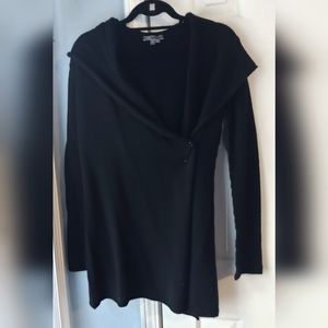 VINCE Black Cozy Long-sleeve Wrap Jacket w/ Pin Closure